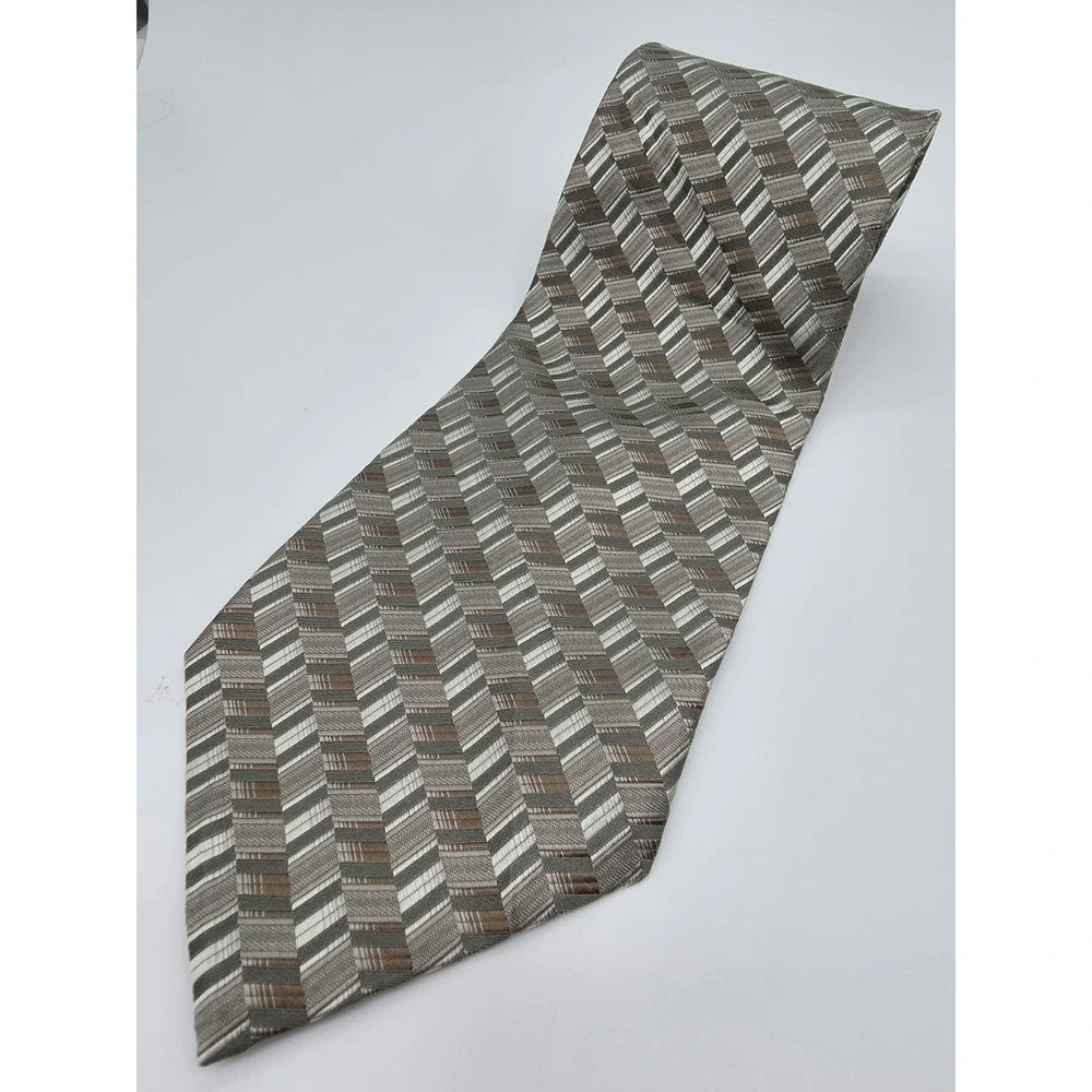 VTG Pierre Cardin 100% Silk Necktie Art Deco Abstract Geometric Tie 58